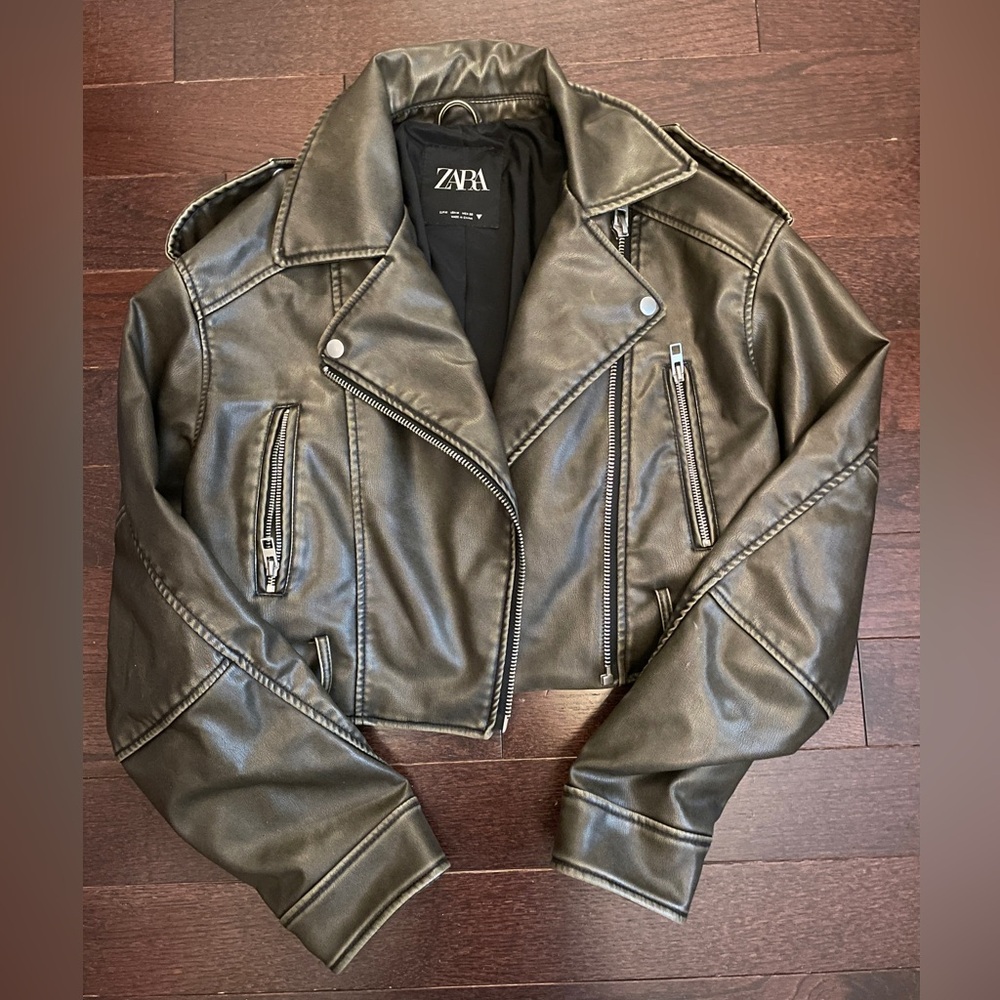 Zara cropped moto jacket